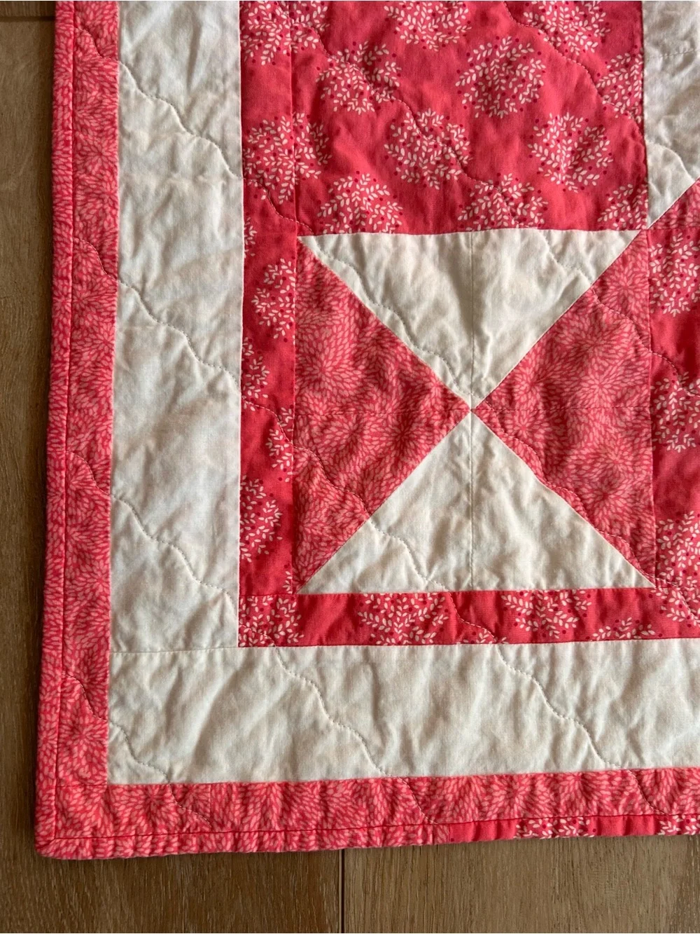 Pink/Coral Quilted Throw - Classic Patchwork Design
